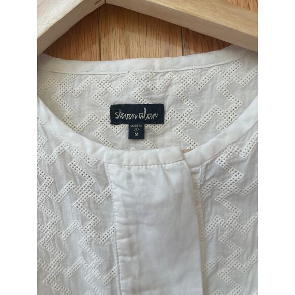 Steven Alan White Textured Dress, buttons, pockets, size M - Picture 2 of 3